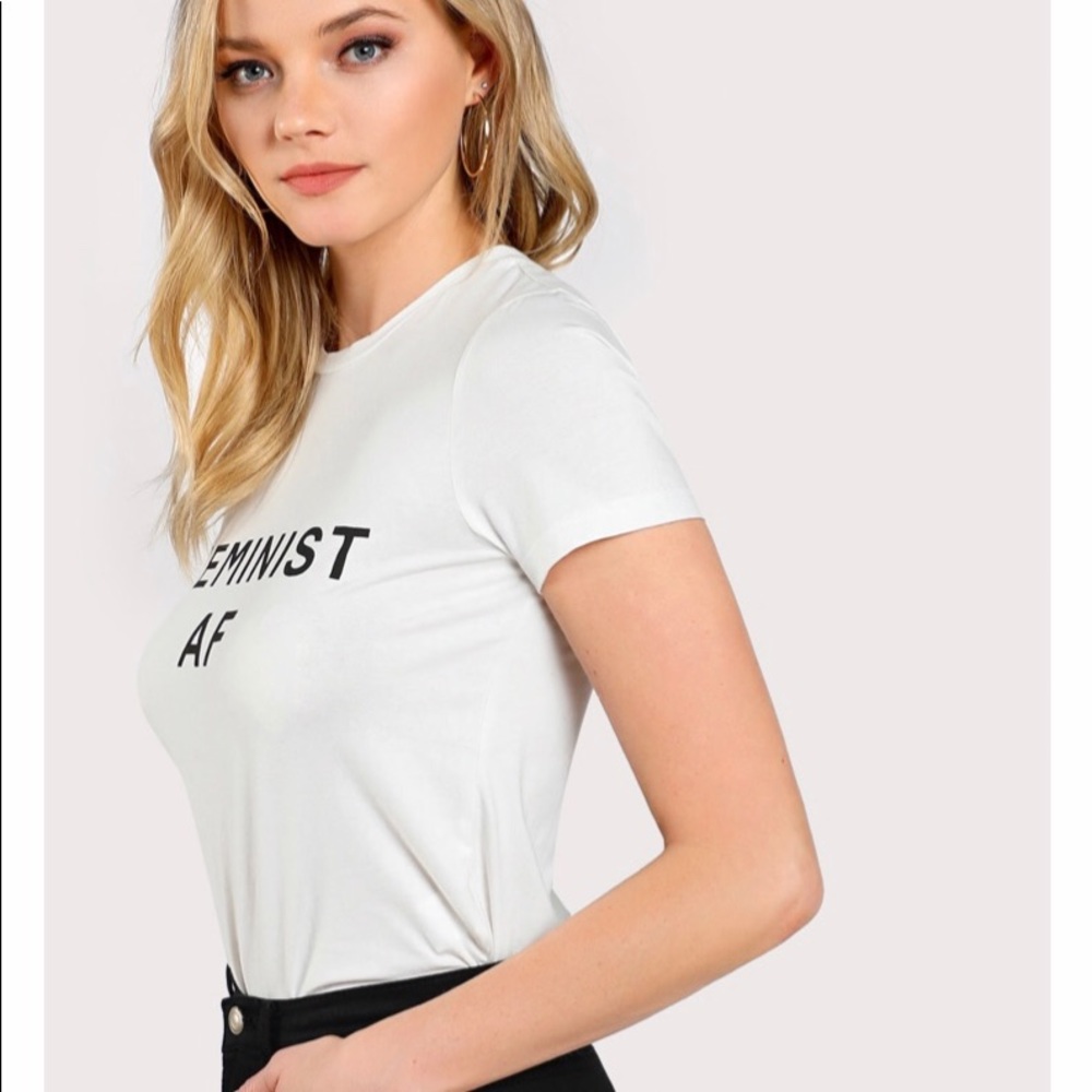 White Graphic T-shirt “FEMINIST AF” - Picture 2 of 6